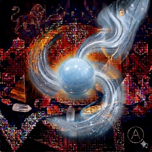  Kadim, oyma desenli koyu ahşap bir masanın üzerinde, altın işlemeli derin lacivert kadife bir örtünün tam ortasında duran, Angelit (Angelite) kristalinden yapılmış, karakteristik opak bebek mavisi ve uçuk gökyüzü mavisi tonlarında, pürüzsüz ve kadifemsi bir parlaklığa sahip 'Huzur Küresi'. Kürenin narin mavi gövdesinden yükselen, mistik bir tütsü dumanı gibi zarifçe kıvrılan hafif beyaz ve uçuk mavi, dumanlı mistik enerji hüzmeleri, hemen arkasındaki antik cam kumsaatiyle bütünleşiyor. Kumsaatinin içinden akan altın yaldızlı kumlar, bu melek rehberliği, ruhsal iletişim ve dinginliği temsil eden şefkatli akışla sarmalanmış. Masanın solunda şeffaf kristal kuvars piramitleri ve altın parıltılı kaplan gözü kütleleri, sağında ise ham ametist parçaları dağınık bir mistik kompozisyon oluşturuyor. Sol üst köşede parıldayan altın bir Aslan burcu sembolü ve arka planda altın yıldız haritaları kozmik bir atmosfer yaratıyor. Sağ alt köşede, zarif bir altın stant üzerinde duran bu özel Angelit küresinin önünde dairesel, minimalist, zarif bir dijital AI sanat imza sembolü (A) ve markanın lüks estetiği entegre edilmiş. Görsel, profesyonel sinematik ışıklandırma ve derin bokeh efekti ile mistik ve sofistike bir 'yaşayan tablo' atmosferine sahip, 1024x1024 kare formatında bir dijital sanat çalışması. Bu görsel, 'Mistik Zaman Masası: Angelit Rehberliği'nin imza eseridir.