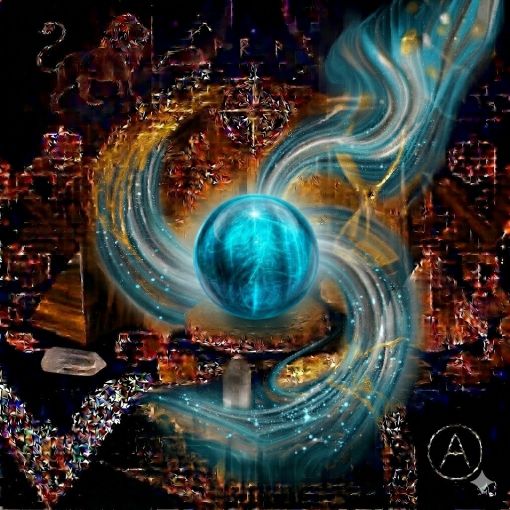  Kadim, oyma desenli koyu ahşap bir masanın üzerinde, altın işlemeli derin lacivert kadife bir örtünün tam ortasında duran, Apatit (Apatite) kristalinden yapılmış, karakteristik neon mavi, parlak turkuaz ve derin okyanus mavisi tonlarında, yarı saydam ve içinde kristalize katmanlar ile ipeksi ışık yansımaları barındıran 'İfade Küresi'. Kürenin elektrik mavisi gövdesinden yükselen, mistik bir tütsü dumanı gibi zarifçe kıvrılan parlak turkuaz, cam göbeği ve gümüşi beyaz mistik enerji hüzmeleri, hemen arkasındaki antik cam kumsaatiyle bütünleşiyor. Kumsaatinin içinden akan altın yaldızlı kumlar, bu zihinsel netlik, motivasyon ve kendini ifade etme gücünü temsil eden enerjik akışla sarmalanmış. Masanın solunda şeffaf kristal kuvars piramitleri ve altın parıltılı kaplan gözü kütleleri, sağında ise ham ametist parçaları dağınık bir mistik kompozisyon oluşturuyor. Sol üst köşede parıldayan altın bir Aslan burcu sembolü ve arka planda altın yıldız haritaları kozmik bir atmosfer yaratıyor. Sağ alt köşede, zarif bir altın stant üzerinde duran bu özel Apatit küresinin önünde dairesel, minimalist, zarif bir dijital AI sanat imza sembolü (A) ve markanın lüks estetiği entegre edilmiş. Görsel, profesyonel sinematik ışıklandırma ve derin bokeh efekti ile mistik ve sofistike bir 'yaşayan tablo' atmosferine sahip, 1024x1024 kare formatında bir dijital sanat çalışması. Bu görsel, 'Mistik Zaman Masası: Apatit Motivasyonu'nun imza eseridir.