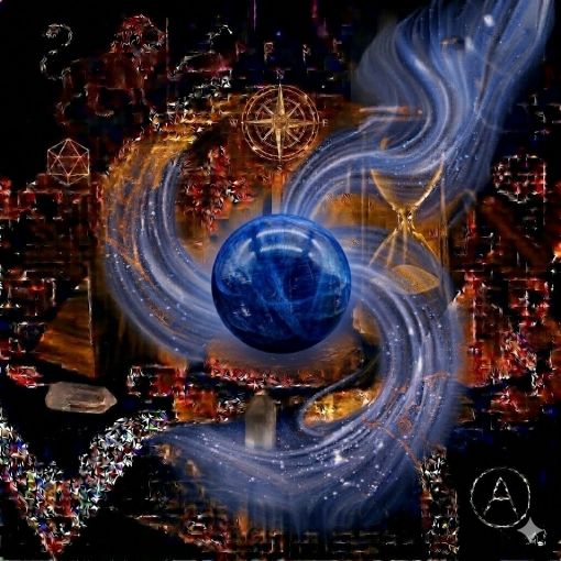  Kadim, oyma desenli koyu ahşap bir masanın üzerinde, altın işlemeli derin lacivert kadife bir örtünün tam ortasında duran, Azurit (Azurite) kristalinden yapılmış, karakteristik derin gece mavisi, kobalt mavisi ve kraliyet laciverti tonlarında, yarı saydam ve yer yer ipeksi-parlak inklüzyonlar barındıran 'Vizyon Küresi'. Kürenin kozmik mavi gövdesinden yükselen, mistik bir tütsü dumanı gibi zarifçe kıvrılan ipeksi elektrik mavisi, gümüşi beyaz ve dumanlı gri mistik enerji hüzmeleri, hemen arkasındaki antik cam kumsaatiyle bütünleşiyor. Kumsaatinin içinden akan altın yaldızlı kumlar, bu ruhsal kehanet, zihinsel berraklık ve kozmik bilgeliği temsil eden asil akışla sarmalanmış. Masanın solunda şeffaf kristal kuvars piramitleri ve altın parıltılı kaplan gözü kütleleri, sağında ise ham ametist parçaları dağınık bir mistik kompozisyon oluşturuyor. Sol üst köşede parıldayan altın bir Aslan burcu sembolü ve arka planda altın yıldız haritaları kozmik bir atmosfer yaratıyor. Sağ alt köşede, zarif bir altın stant üzerinde duran bu özel Azurit küresinin önünde dairesel, minimalist, zarif bir dijital AI sanat imza sembolü (A) ve markanın lüks estetiği entegre edilmiş. Görsel, profesyonel sinematik ışıklandırma ve derin bokeh efekti ile mistik, derin, asil ve sofistike bir 'yaşayan tablo' atmosferine sahip, 1024x1024 kare formatında bir dijital sanat çalışması. Bu görsel, 'Mistik Zaman Masası: Azurit Vizyonu'nun imza eseridir.