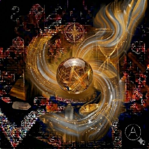  Kadim, oyma desenli koyu ahşap bir masanın üzerinde, altın işlemeli derin lacivert kadife bir örtünün tam ortasında duran, Rutil Kuvars (Rutilated Quartz) kristalinden yapılmış, kusursuz şeffaf 'su berraklığında' (water-clear) bir kuvars zemin içine yoğun bir şekilde hapsolmuş, ışığı kıran parlak altın ve bakır rengi doğrusal iğne (Rutil) inklüzyonları barındıran muazzam bir 'Niyet Küresi'. Kürenin ışıltılı, altın telli gövdesinden yükselen, mistik bir tütsü dumanı gibi zarifçe kıvrılan ipeksi elektrik altın sarısı, parlak kehribar ve gümüşi beyaz mistik enerji hüzmeleri, hemen arkasındaki antik cam kumsaatiyle bütünleşiyor. Kumsaatinin içinden akan altın yaldızlı kumlar, bu niyet odaklanmasını, evrensel bağlantıyı ve kozmik enerjiyi yükselten güçlü akışla sarmalanmış. Masanın solunda şeffaf kristal kuvars piramitleri ve altın parıltılı kaplan gözü kütleleri, sağında ise ham ametist parçaları dağınık bir mistik kompozisyon oluşturuyor. Sol üst köşede parıldayan altın bir Aslan burcu sembolü ve arka planda altın yıldız haritaları kozmik bir atmosfer yaratıyor. Sağ alt köşede, zarif bir altın stant üzerinde duran bu özel Rutil Kuvars küresinin önünde dairesel, minimalist, zarif bir dijital AI sanat imza sembolü (A) ve markanın lüks estetiği entegre edilmiş. Görsel, profesyonel sinematik ışıklandırma ve derin bokeh efekti ile mistik, ışıltılı, elektrikli ve sofistike bir 'yaşayan tablo' atmosferine sahip, 1024x1024 kare formatında bir dijital sanat çalışması. Bu görsel, 'Mistik Zaman Masası: Rutil Kuvars Niyeti'nin imza eseridir.