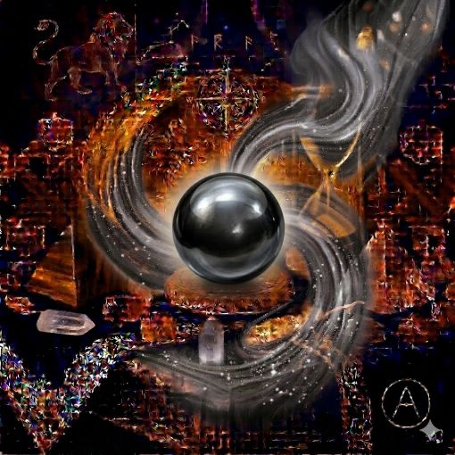  Kadim, oyma desenli koyu ahşap bir masanın üzerinde, altın işlemeli derin lacivert kadife bir örtünün tam ortasında duran, Elit Şungit (Shungite) kristalinden yapılmış, karakteristik zifiri siyah ve metalik gümüşi-kurşuni tonlarında, opaque, pürüzsüz ve ağırbaşlı bir parlaklığa sahip 'Arınma Küresi'. Kürenin yoğun siyah gövdesinden yükselen, mistik bir tütsü dumanı gibi zarifçe kıvrılan koyu füme, gümüşi-füme ve kurşuni mistik enerji hüzmeleri, hemen arkasındaki antik cam kumsaatiyle bütünleşiyor. Kumsaatinin içinden akan altın yaldızlı kumlar, bu kadim koruma, topraklanma ve elektromanyetik arınmayı temsil eden güçlü akışla sarmalanmış. Masanın solunda şeffaf kristal kuvars piramitleri ve altın parıltılı kaplan gözü kütleleri, sağında ise ham ametist parçaları dağınık bir mistik kompozisyon oluşturuyor. Sol üst köşede parıldayan altın bir Aslan burcu sembolü ve arka planda altın yıldız haritaları, astrolojik sembollerle kozmik bir atmosfer yaratıyor. Sağ alt köşede, zarif bir altın stant üzerinde duran bu özel Şungit küresinin önünde dairesel, minimalist, zarif bir dijital AI sanat imza sembolü (A) ve markanın lüks estetiği entegre edilmiş. Görsel, profesyonel sinematik ışıklandırma ve derin bokeh efekti ile mistik ve sofistike bir 'yaşayan tablo' atmosferine sahip, 1024x1024 kare formatında bir dijital sanat çalışması. Bu görsel, 'Mistik Zaman Masası: Şungit Kalkanı'nın imza eseridir.